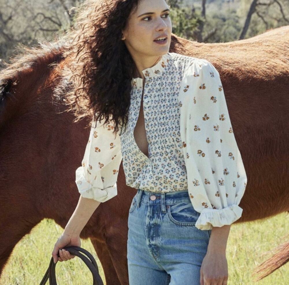 DOEN Silene Top in Floral Meadow Mixed Print XS